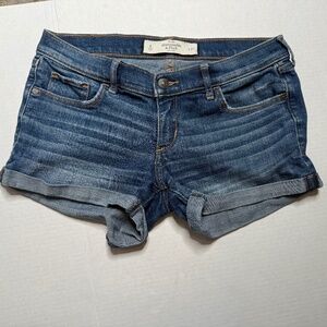 Y2K Abercrombie & Fitch Cutoff LOWRISE Jean Shorts Dark Denim distressed